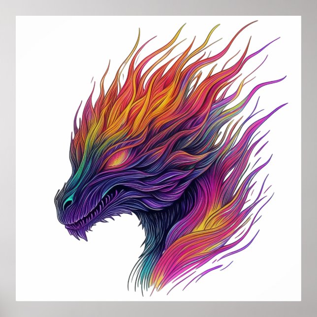 Fiery Dragon Head Poster (Vorne)