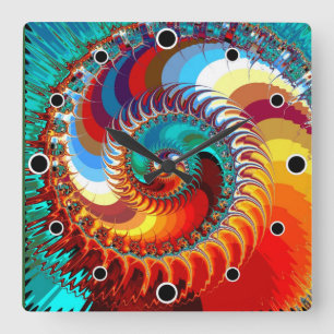 Fiery Dragon Spiral Quadratische Wanduhr