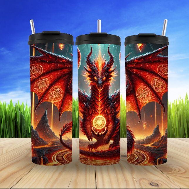 Fiery Dragon über den geschmolzenen Vulkan Thermosbecher (Von Creator hochgeladen)