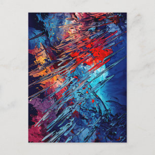 Fiery Drift Blue Red Moderne Abstrakte Kunst Postkarte