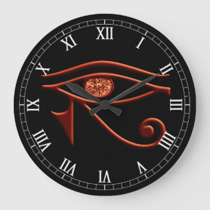 Fiery Eye Of Horus Roman Numeral Clock Große Wanduhr