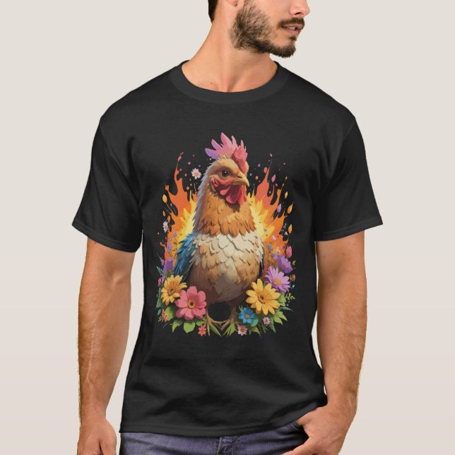 Fiery Floral Chicken T - Shirt (Vorderseite)