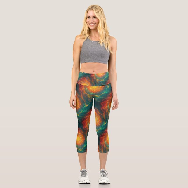 fiery fractal capri leggings (Vorderseite)