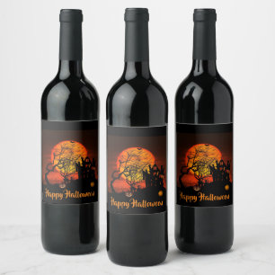 Fiery Full Moon Food and Beverage Label Set Weinetikett