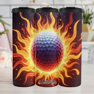 Fiery Golf Ball in Flammen Thermosbecher