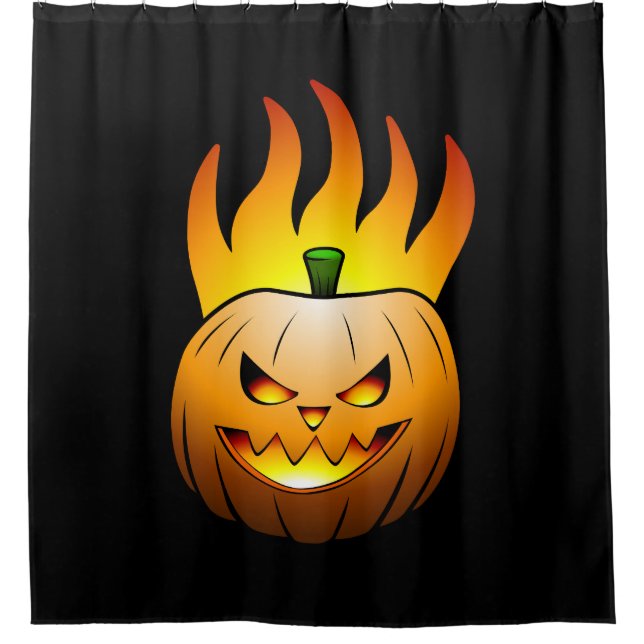 Fiery Halloween Pumpkin Face Duschvorhang (Vorderseite)