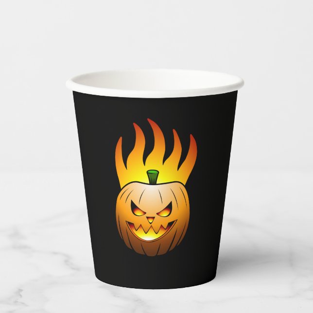 Fiery Halloween Pumpkin Face Pappbecher (Vorderseite)