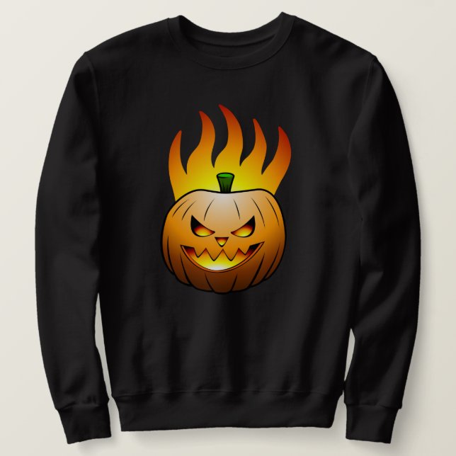 Fiery Halloween Pumpkin Face Sweatshirt (Design vorne)