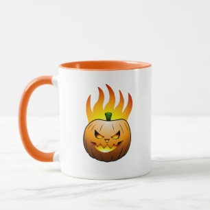 Fiery Halloween Pumpkin Face Tasse