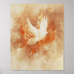 Fiery Holy Spirit Christlich Watercolor Kunst, Dic Poster