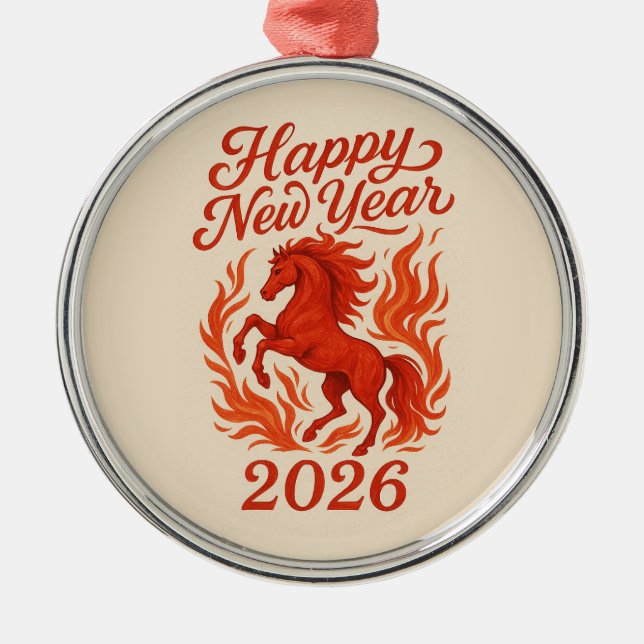 Fiery Horse 2026 Ornament Aus Metall (Vorne)