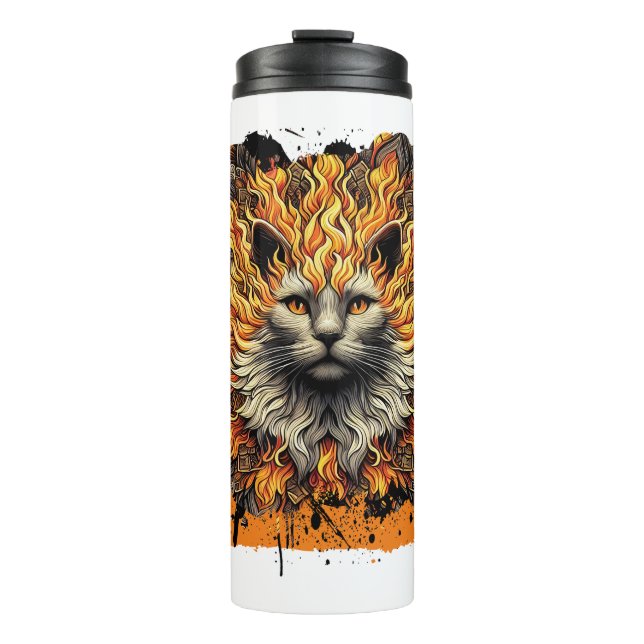 Fiery Inferno Cat Thermosbecher (Vorderseite)