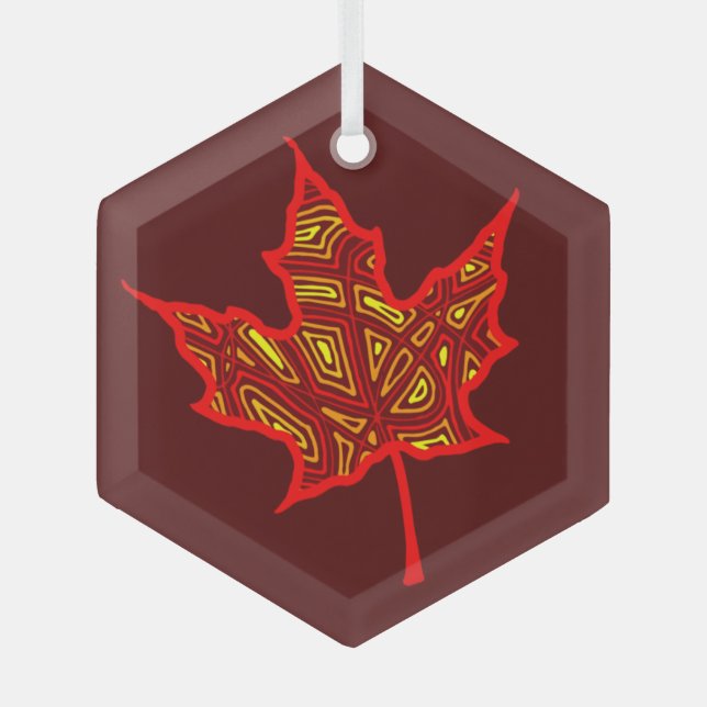 Fiery Leaf Balloon Ornament Aus Glas (Vorderseite)