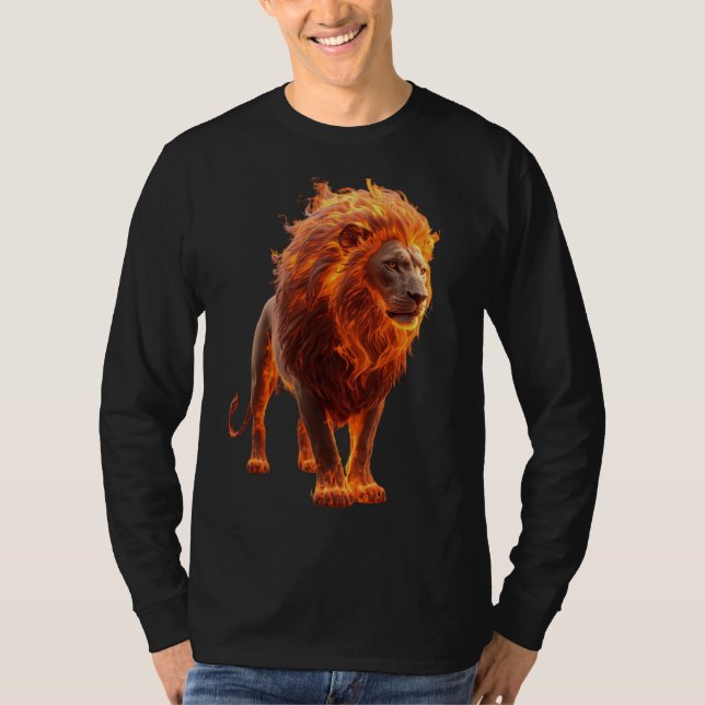 Fiery Lion – Dramatic Fantasy T-Shirt (Vorderseite)