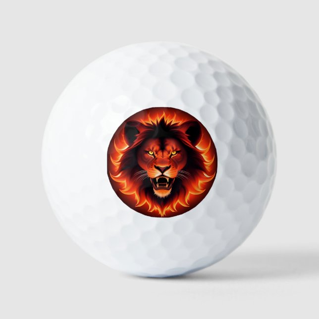 Fiery Lion Gesicht mit leuchtendem Mane Golfball (Vorderseite)