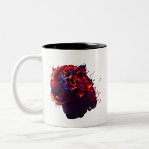 Fiery Lion Head Zweifarbige Tasse