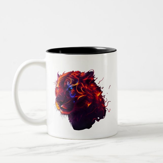 Fiery Lion Head Zweifarbige Tasse (Links)