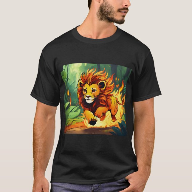 "Fiery Lion T - Shirt - Entfesseln Sie Ihre innere (Vorderseite)