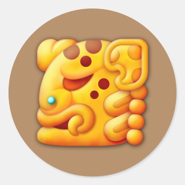 Fiery Maya Animal Head Runder Aufkleber (Vorderseite)