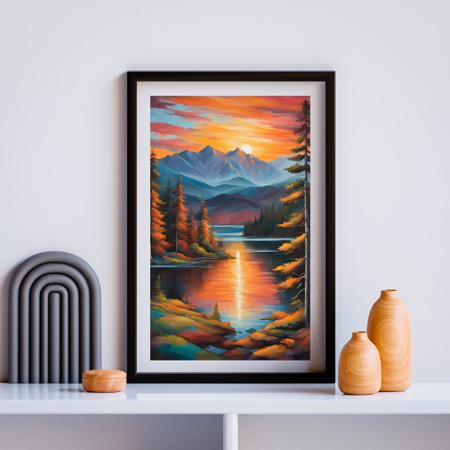 Fiery Mountain Sunset Poster (Von Creator hochgeladen)
