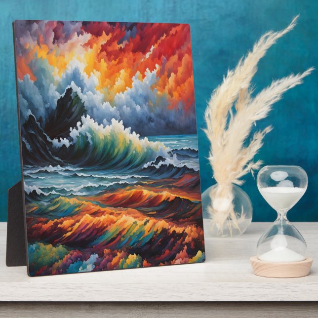 Fiery Ocean Storm - Abstrakte Seascape Art Fotoplatte (Seite)