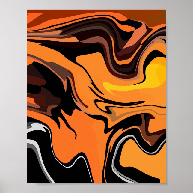 Fiery Orange Abstrakt Swirl Pattern Poster (Vorne)