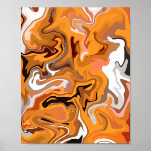 Fiery Orange Abstrakt Swirl Poster