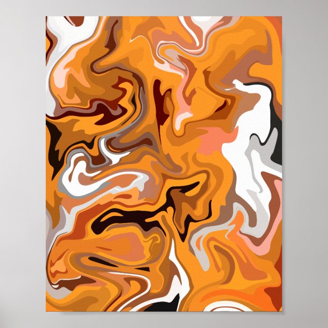 Fiery Orange Abstrakt Swirl Poster (Vorne)