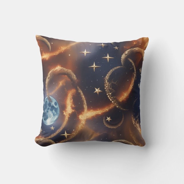 Fiery Orange Celestial Moon Pillow Kissen (Vorderseite)