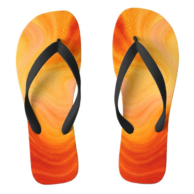 Fiery Orange Gold Marble Flip Flops (Fußbett)
