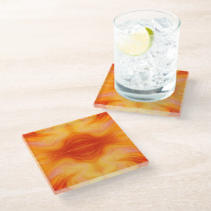 Fiery Orange Gold Marble Untersetzer Set elegant