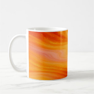 Fiery Orange Gold Marmor Kaffee Tasse