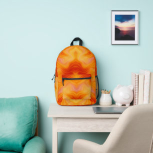 Fiery Orange Marble Swirl Pattern Backpack Bedruckter Rucksack
