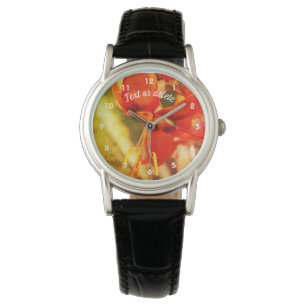 Fiery Orange Taglilie Blume Abstrakt Personalisier Armbanduhr