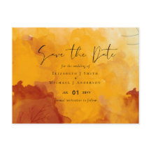 Fiery Orange Watercolor Abstrakt Sunset Wedding