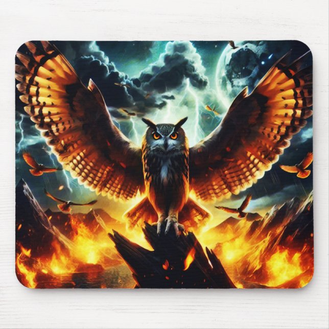 Fiery Owl Moonrise Mousepad (Vorne)