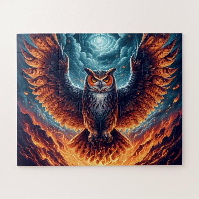 Fiery Owl Phoenix Ascension Puzzle (Horizontal)