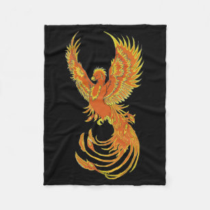 Fiery Phoenix auf Black Fleece Blanket