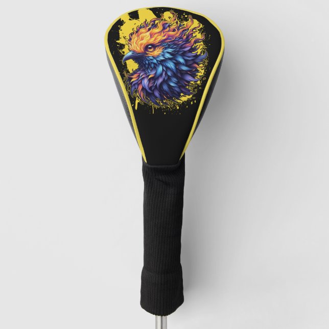 Fiery Phoenix Bird Art Golf Headcover (Vorderseite)