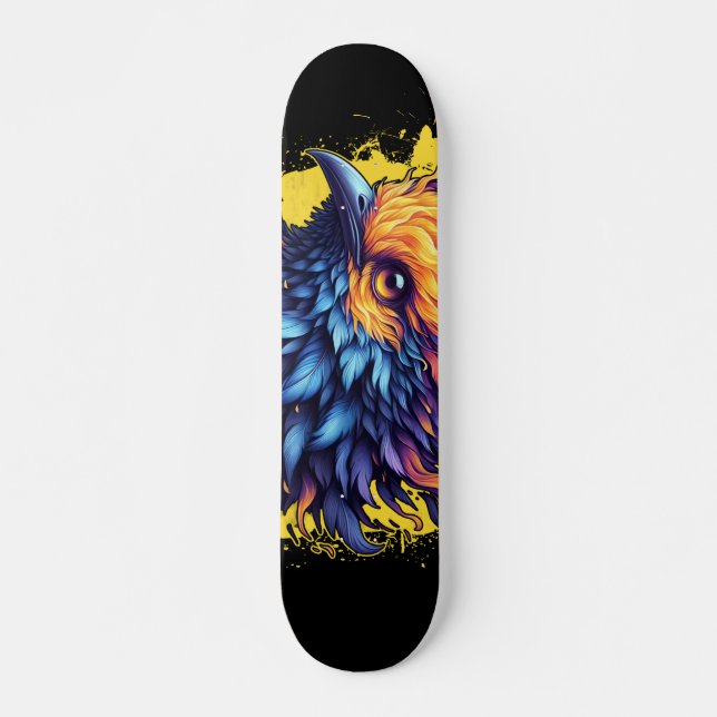 Fiery Phoenix Bird Art Skateboard (Vorne)