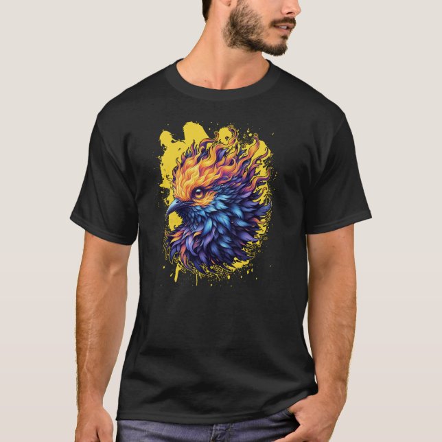 Fiery Phoenix Bird Art T-Shirt (Vorderseite)