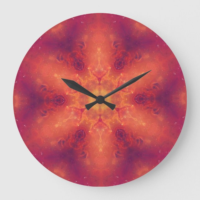 Fiery Phoenix Burning Snowflake Große Wanduhr (Vorderseite)