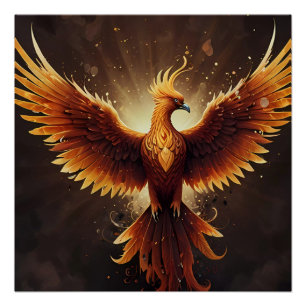 Fiery Phoenix Cushion Poster