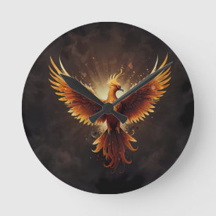 Fiery Phoenix Cushion Runde Wanduhr