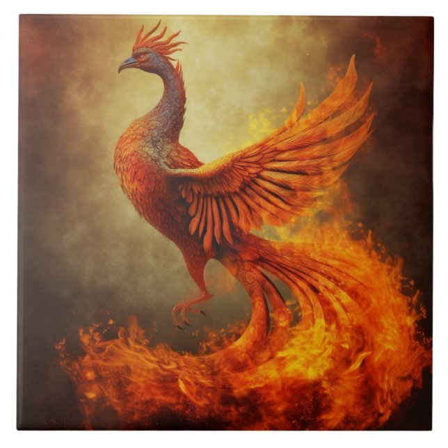 Fiery Phoenix in der Keramik der Nebst Fliese (Vorderseite)