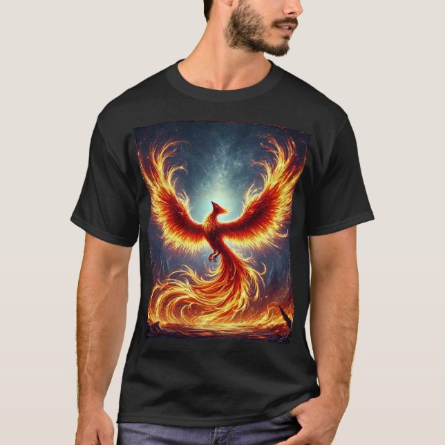  Fiery Phoenix Mythical Art T-Shirt  (Vorderseite)