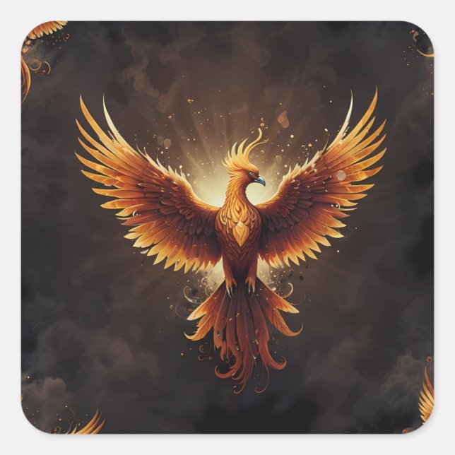 Fiery Phoenix Quadratischer Aufkleber (Vorderseite)