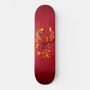 Fiery phoenix rote Holzstruktur Skateboard