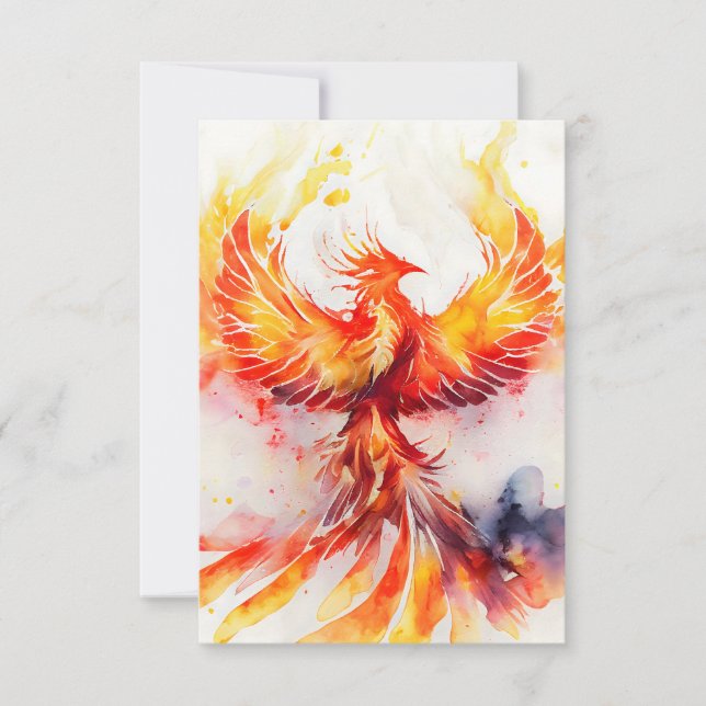 Fiery Phoenix verbreitet es als Wings Watercolor A Dankeskarte (Vorderseite)