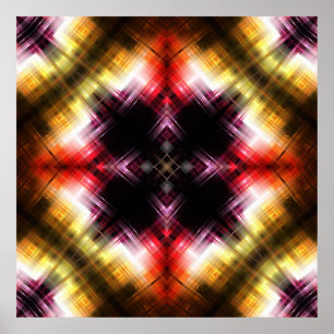 Fiery Prism Abstrakt mit Radiant Red & Gold Glow Poster